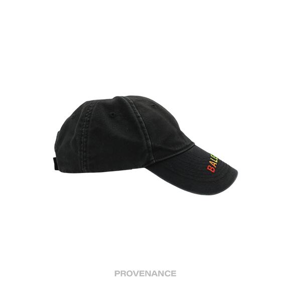 🔴 Balenciaga Embroidered Rainbow Logo Cap - Washed Black - Picture 5 of 12